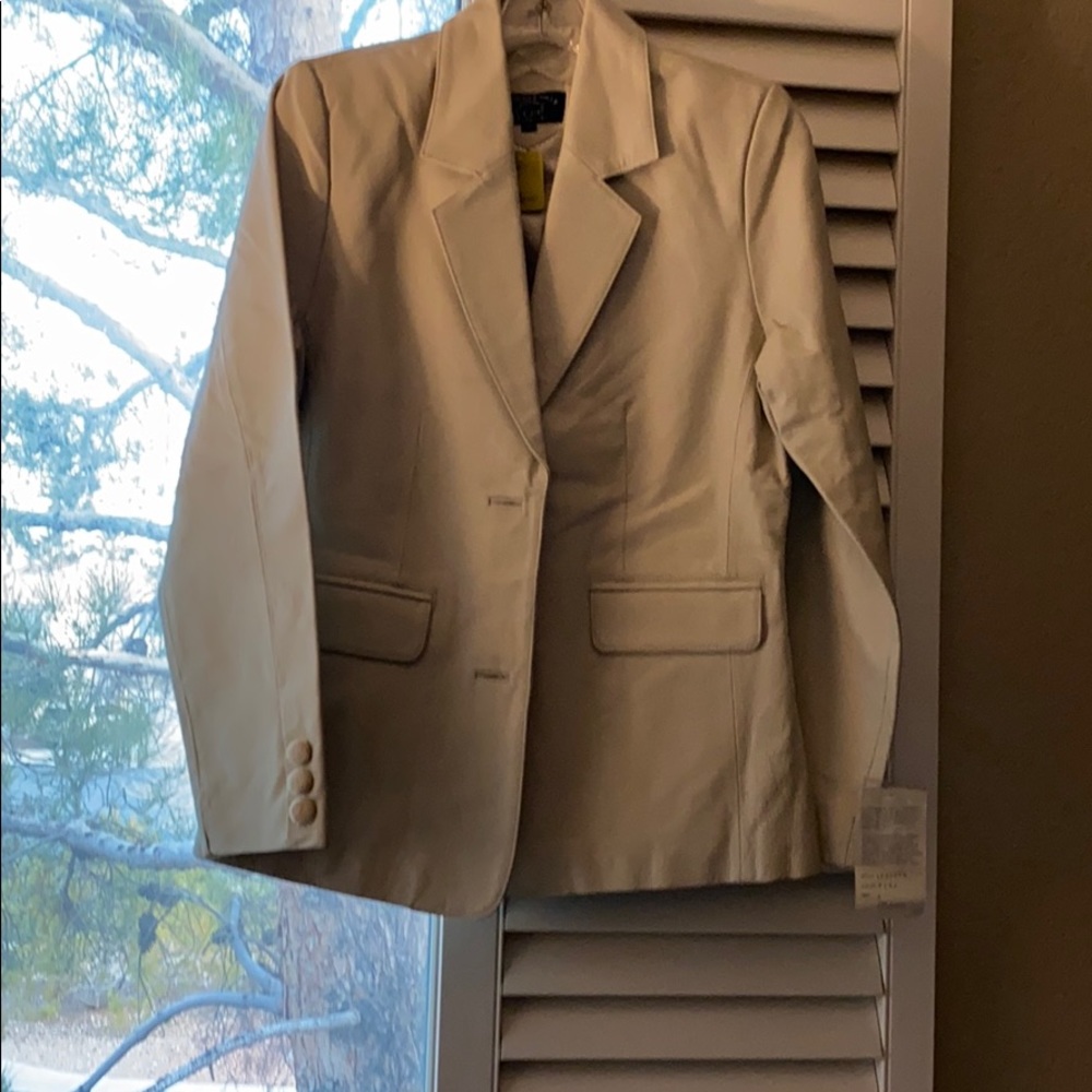 Cream color leather jacket
